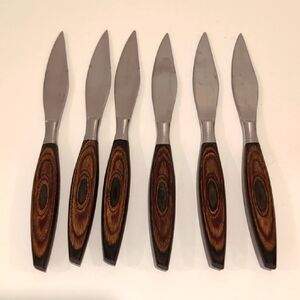 vintagr Set of Six Stainless Steel and Wood Handle Knives